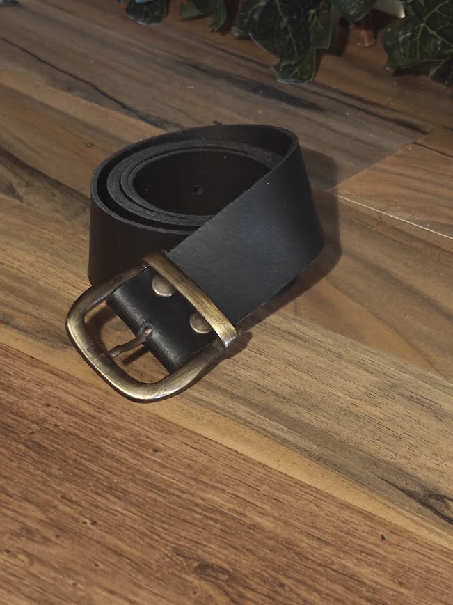 Zwarte leren riem - Afbeelding 2